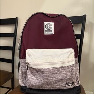 PINK Victoria's Secret Burgundy and White Backpack